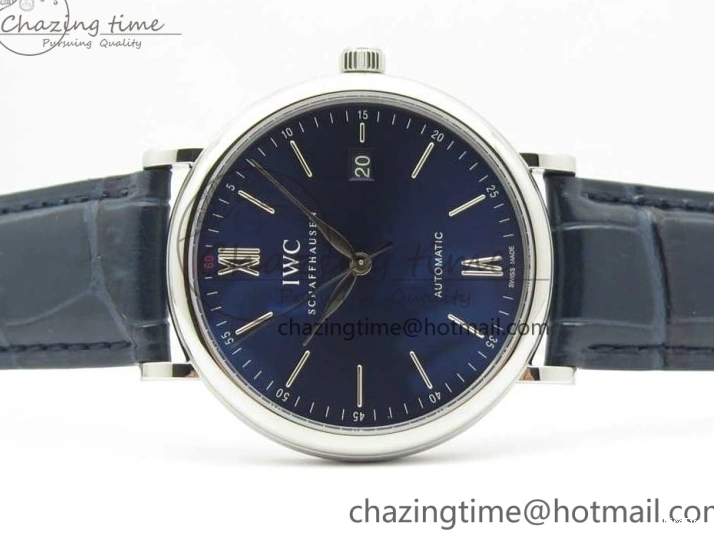 MIROTIME 0518 Portofino Automatic SS FKF 1:1 Best Edition Blue Dial on Blue Leather Strap A Cozy 7133
